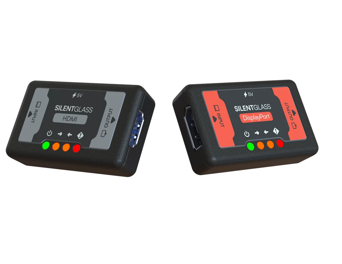 SilentGlass™ HDMI and DisplayPort Display Trust Modules, side by side